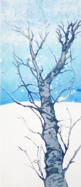 new horizon tree print leni fried printmaking 