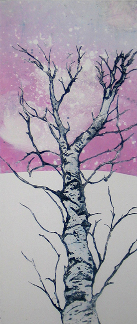 powder winter tree print monoprint leni fried