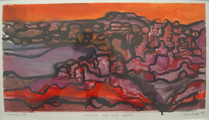 among red rocks travel art print