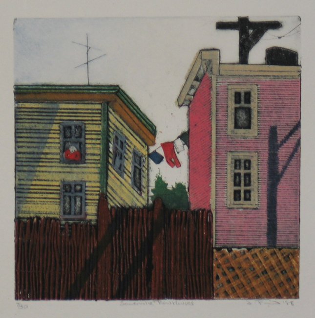 sommerville row houses print by leni fried